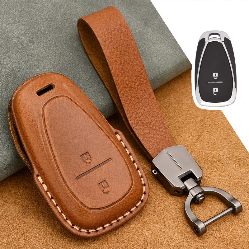 Genuine Leather Key Case Cover Suitable for Chevrolet Tracker Buckle Malibu XL Explorer Volando Pioneer Key Fob Protector