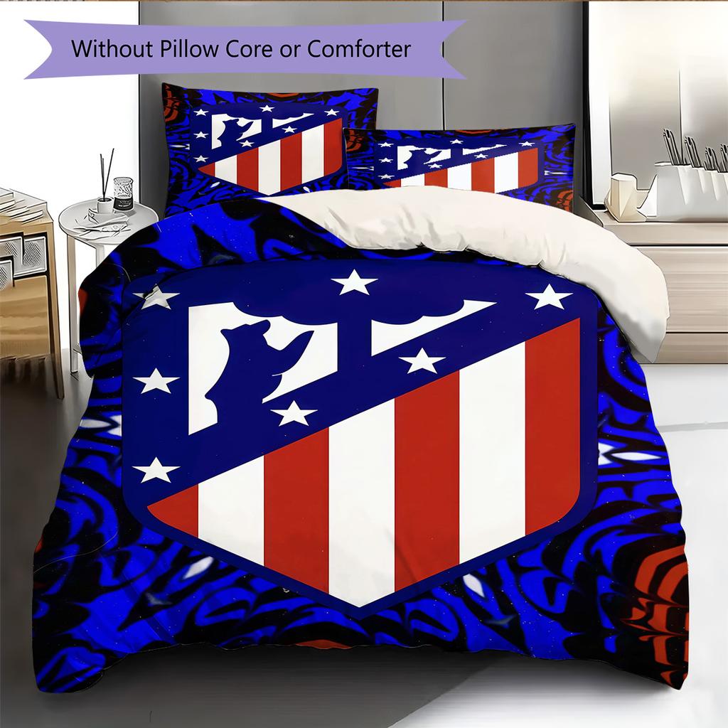 Atlético Madrid Bettwäsche Bettdecke Set Bettbezug Kissenbezug Heimdekoration Geburtstagsgeschenk (1 Bettbezug + 2 Kissenbezüge, ohne Füllung)