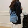 Borsa a tracolla in denim da donna a più strati per pendolari, borsa per cellulare