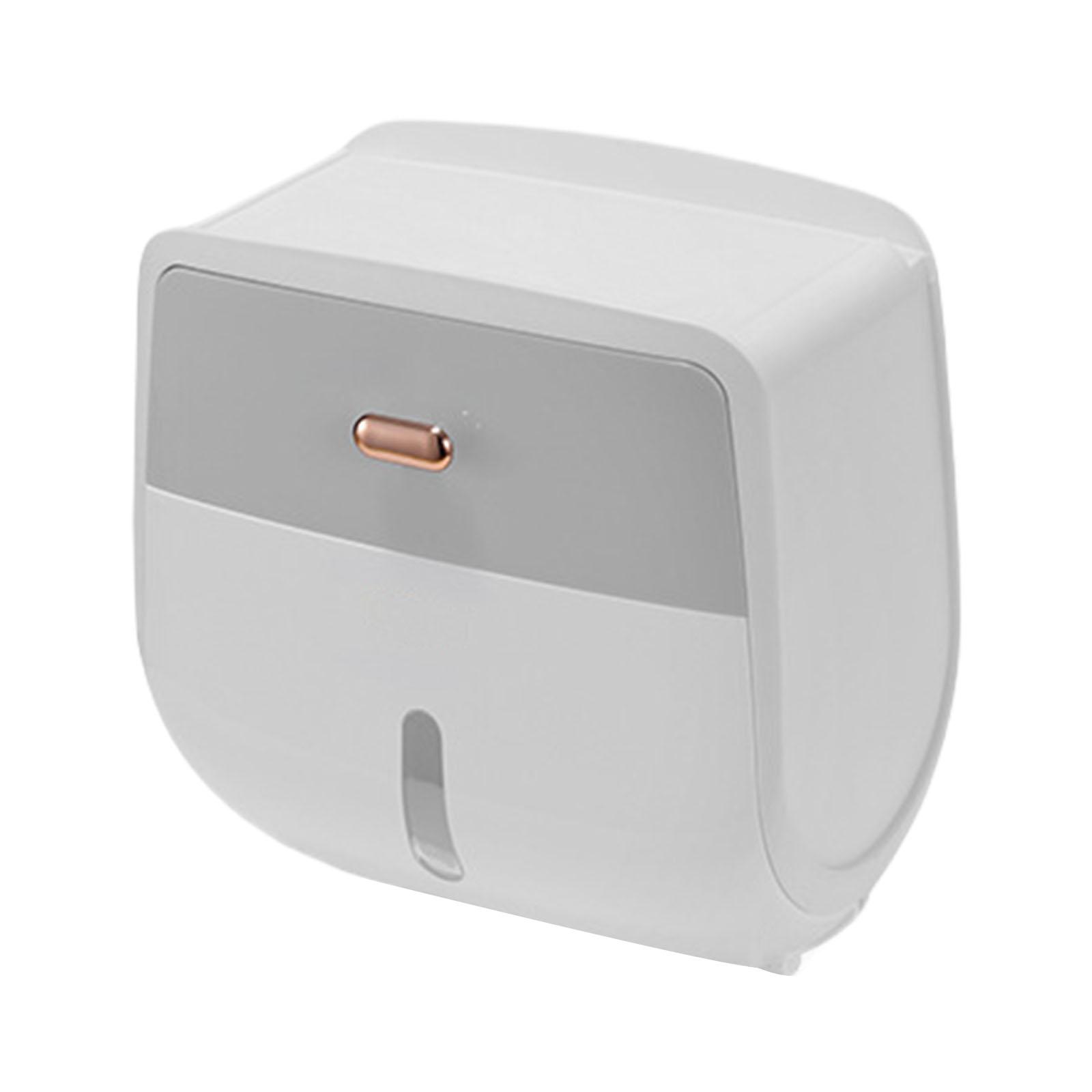 

Wall Mounted Bathroom Tissue Dispenser Compact Bathroom Tissue Holder with Storage Rack Durable Paper Dispenser Case серый