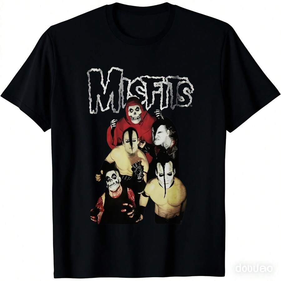 

M Isfits Band Men s T-Shirt With Print - Casual Short Sleeve Round Neck Tee, - Fit, Sizes S-5XL 5XL різнокольоровий