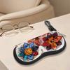 2D-Bohemian Stained Glass Flower Print Sunglasses Case, Protective Eyewear Pouch for Women, Floral Zipper Spectacle Box, Portable Travel Glasses Holde