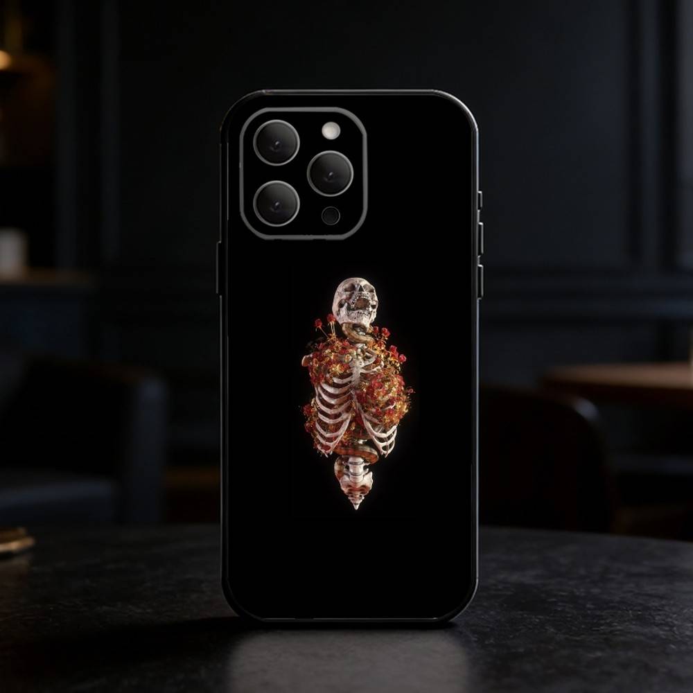Anatomy Skeleton Phone Case For iPhone 17,16,15,14,13,12,11 Plus,Pro Max,SE4Soft Silicone Black Cover