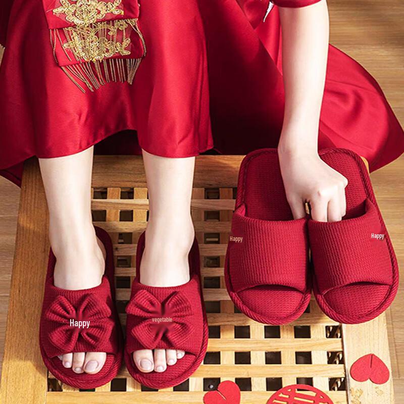 Wedding Couple Bow Slippers