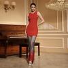Women's French Vacation Style Tassel Hem Mesh Diamond Bandage Dress