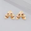 Three-layers Triangle Flower Women's Stud Earrings Folded Floral Gold Color Silver Color Petals Metal Geometric Female Earrings