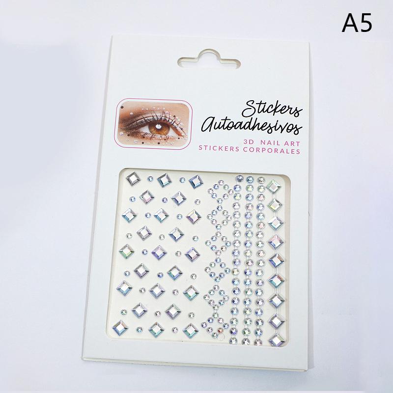 1Sheet Eye Body Face Gems Jewels Pearl Rhinestone Stickers Self Adhesive Crystal Rainbow Makeup Diamonds Face Decoration Sticker