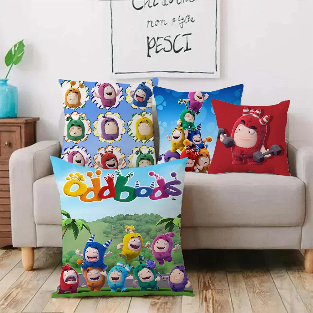 Pillow Covers Cartoon Kawaii O-Oddbodess Sofa Decorative Home Double-Sided Printing Short Plush Cute Cushion Cover
