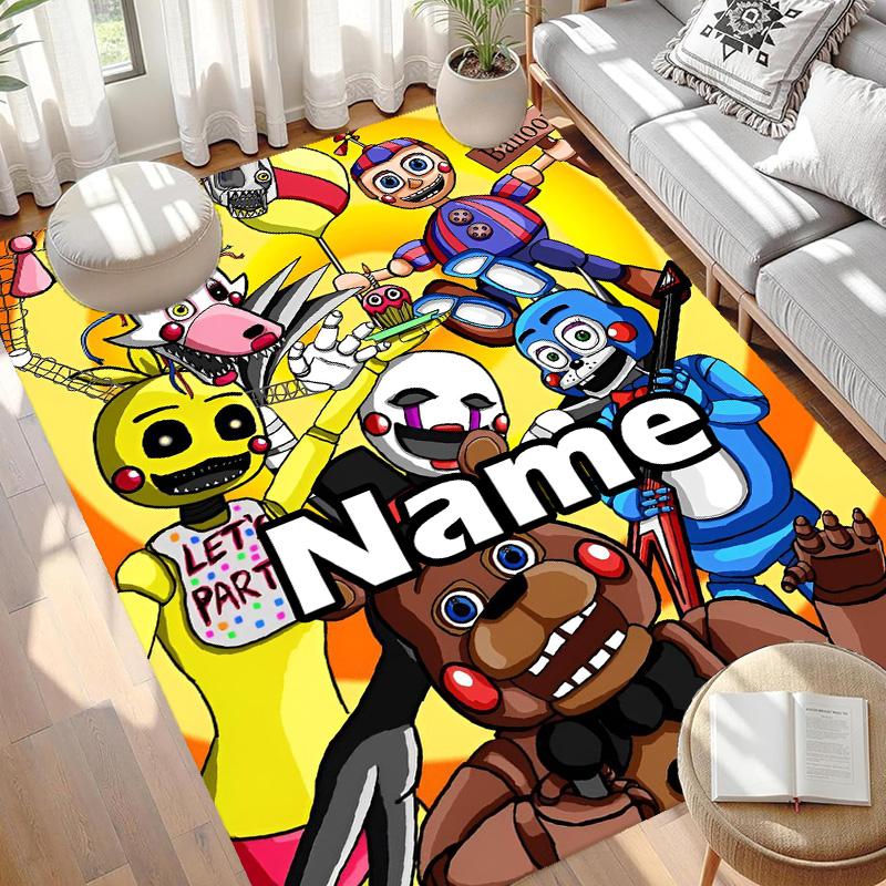 Custom Name Personalized Five Nights at Freddy's Print Carpet, Versatile Home Decor Rug, for Playroom, Apartment, Balcony, Entryway, Hallway Gift