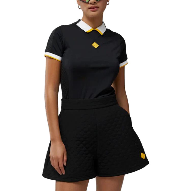 J.LINDEBERG Color Block Short Sleeve Polo Shirt Women Tops Black GWJT06441-9999