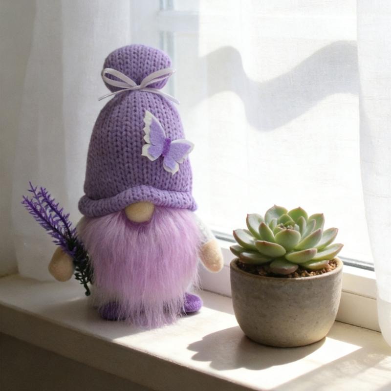 Lavendel-Gnome Plüschdekorationen Frühlings-Gnome Figur mehrstöckige Tablett-Dekorationen Handgefertigte skandinavische Tomte für Küche Zuhause