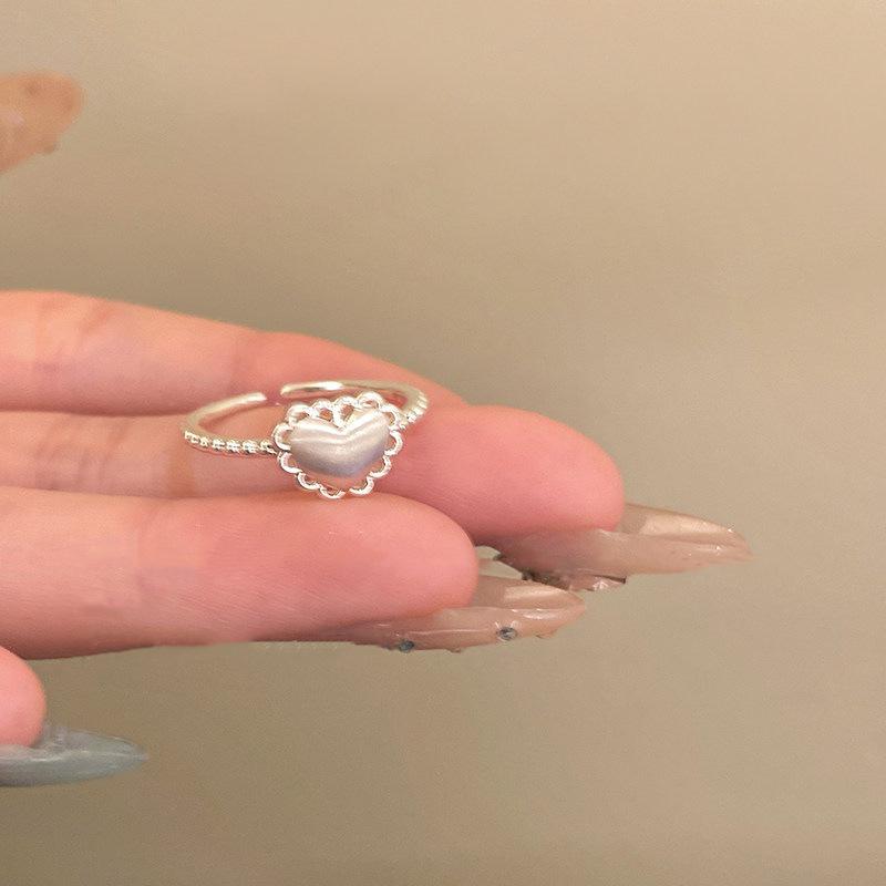 Sweet Hollow Open Lace Heart Ring – Trendy, Adjustable, Stackable for Women Adjustable