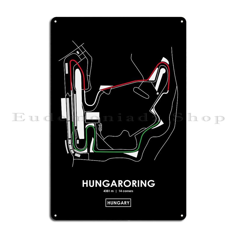 HUNGARORING HUNGARY TRACK MAP FLAG Hungaroring Grand Prix Circuit Metal Create Wall Decor Custom Design Pub Tin Sign Poster