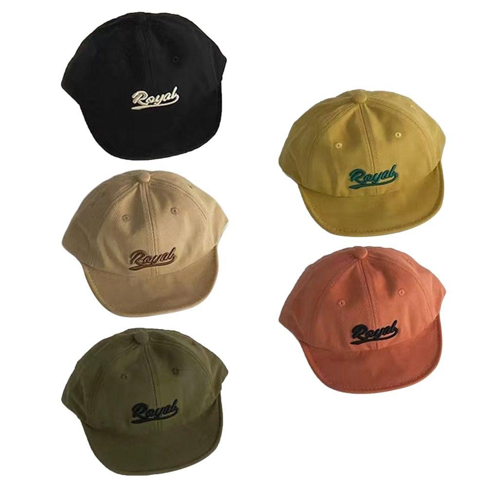 

Solid Color Children s Hat Letter Embroidery Sun Protection Cap Anti-UV Kids Baseball Cap Orange 48-50cm