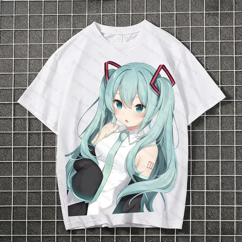 2026 Summer Hatsune Miku Vocaloid Elegant Dress Front Print Unisex Anime Casual Short Sleeve Women And Men T-shirt