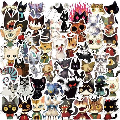 50/100 Adet Gotik Tuhaf Kedi Grafiti Çıkartmaları Dekoratif Gitar Defter Bagaj Kendin Yap Su Geçirmez Kırtasiye Çıkartmaları