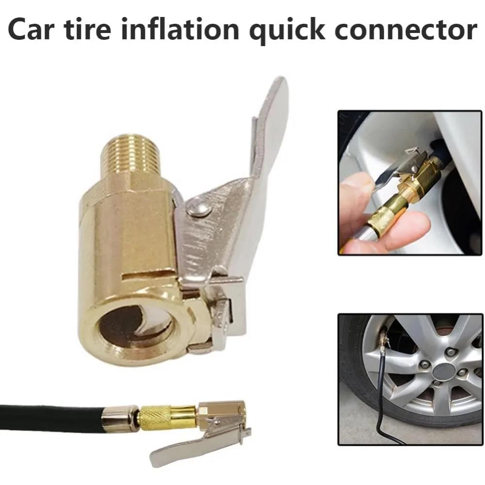 Car Tire Air Chuck Automotive Brass 8mm Inflator Pump Valve Connector Clip Adapter For Inflator Quick Change Head Clip Connector Tire Chucks 1