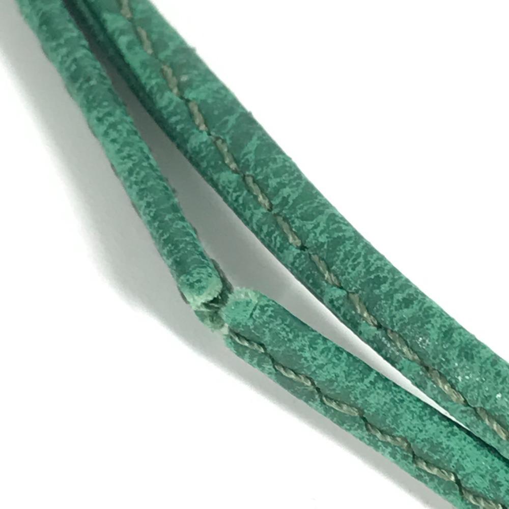 HERMES vintage logo Pochette bag mini bag Shoulder Bag Leather Green