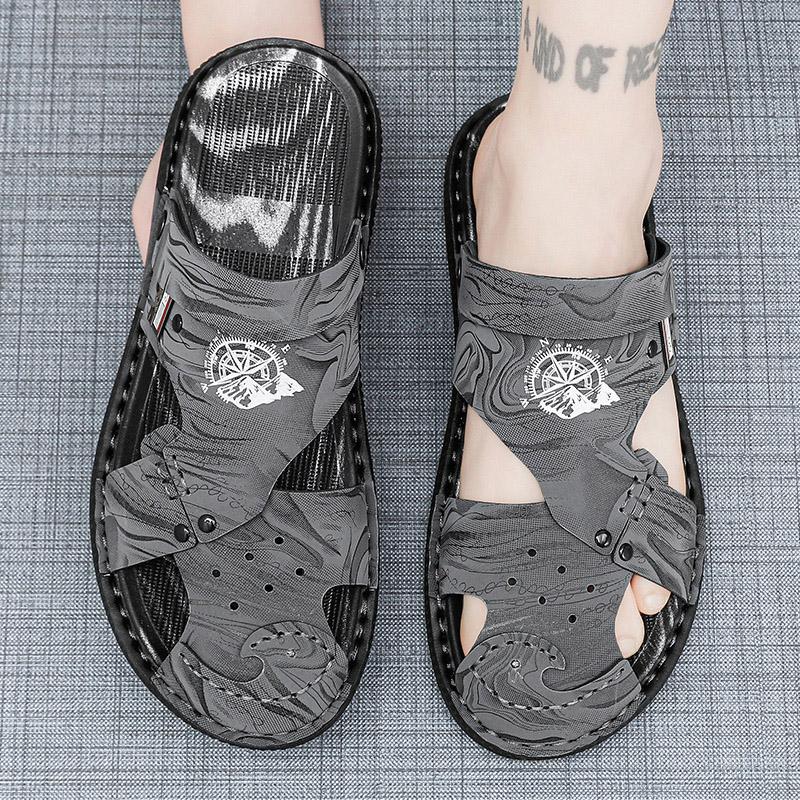 Fashion Outdoor New Design Men Rome Sandals Leather Fashion Sandals Black Men Summer Shoes Comfortable Cushion Soft Gladiator Sandals
