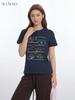 HeyHenry Women's Summer 2025 Cotton Print Short Sleeve T-shirt - Versatile Round Neck Casual Top