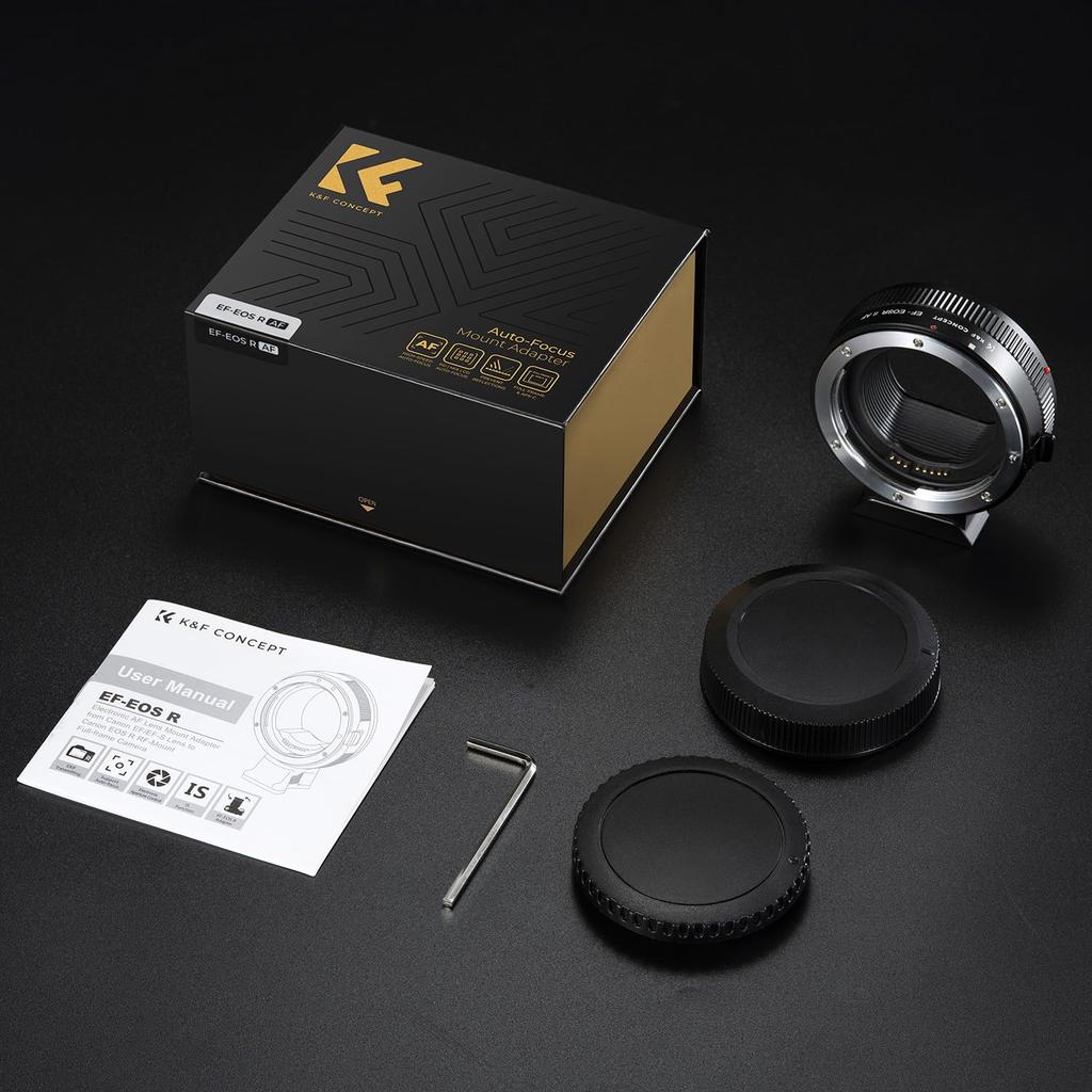 K&F CONCEPT Electronic Contact Mount Adapter EF-EOS R with Autofocus Function, Compatible with Canon EF/EF-S Mount Lenses, RF Mount Camera Conversion,