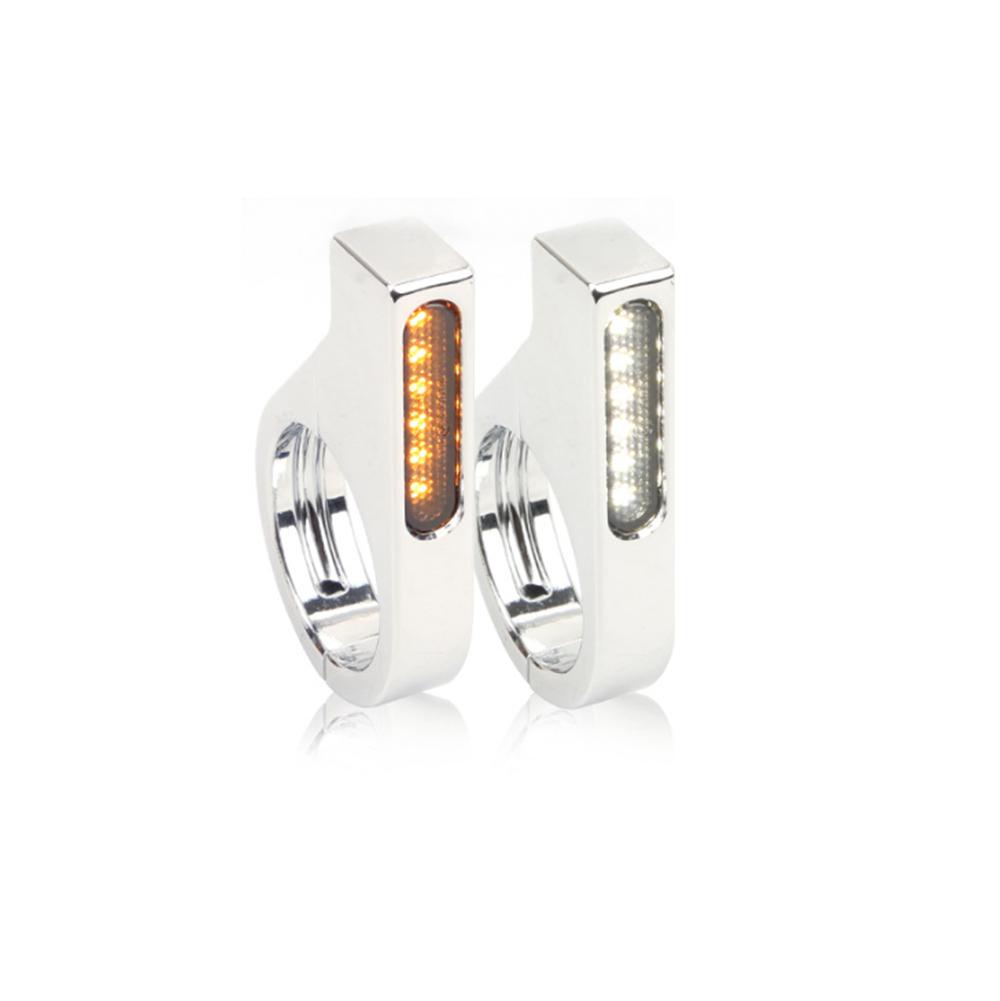 Motorcycle LED Turn Signal - 12V - 2x For 39-41mm Fork Mount Clamp DRL