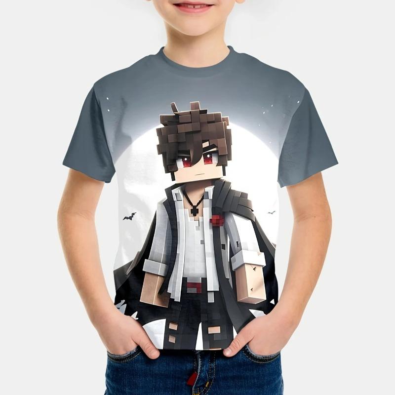 Letní móda Chlapecký trend 3D digitální potisk Tričko Cool Vícebarevné Dětské oblečení pro chlapce 2 až 9 let Dětský top ve stylu anime