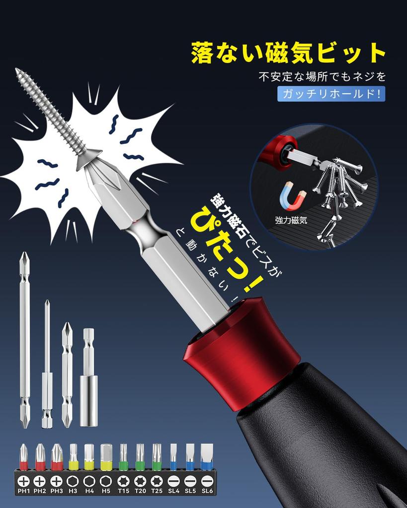 Yacooda Compact Electric Screwdriver Fastest 1200 with Electric Manual LED Precision Screw Easy Suitable for Women and Includes Storage 16 Black