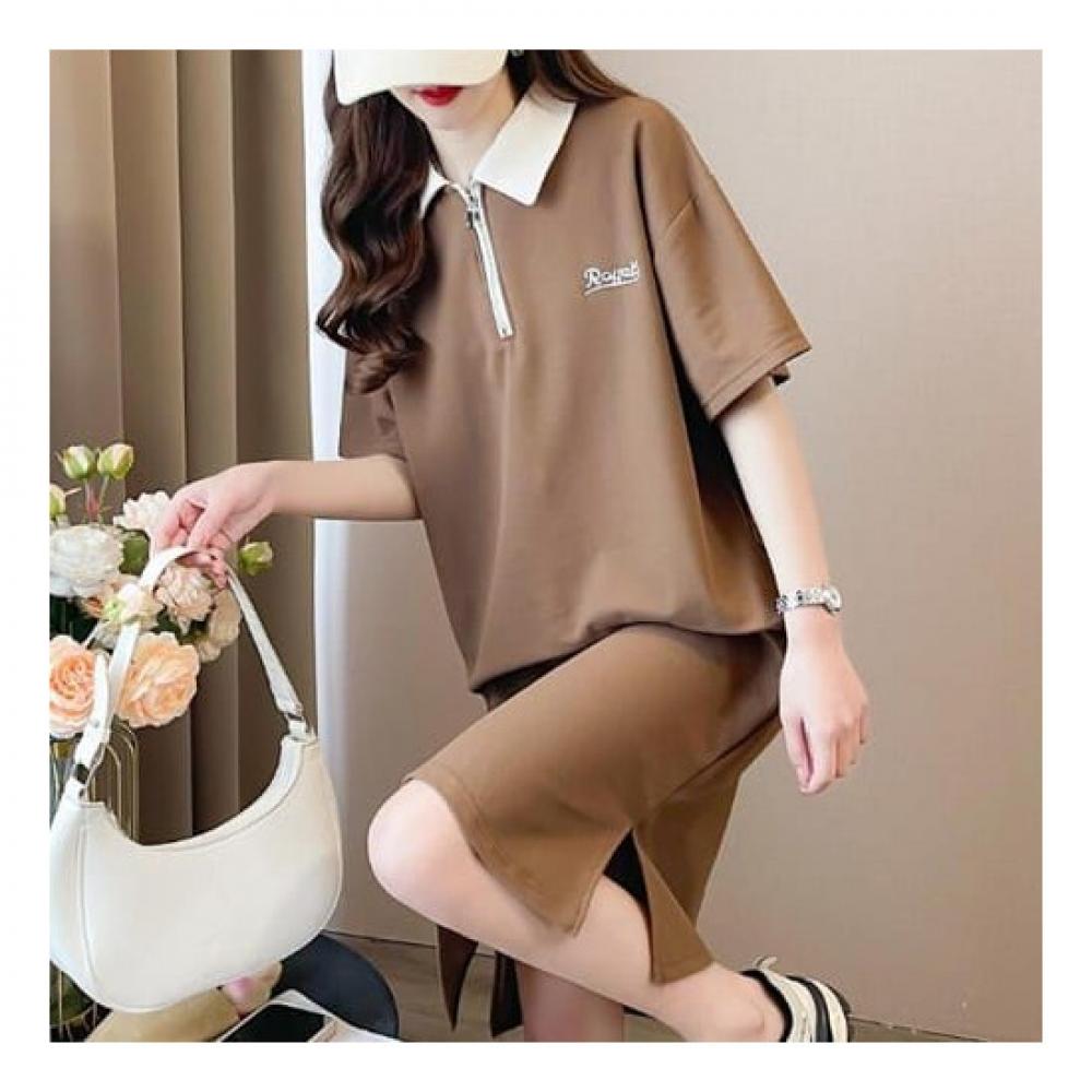 Navava Female No764 Embroidery Point Collar Short Sleeve Dress