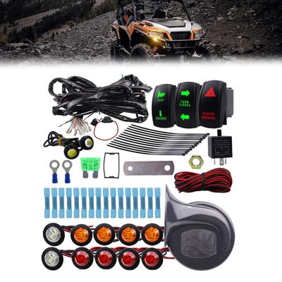 Kit de klaxon de clignotant pré-câblé, interrupteur à bascule universel pour feux de recul, relais de clignotant pour UTV ATV Golf SXS