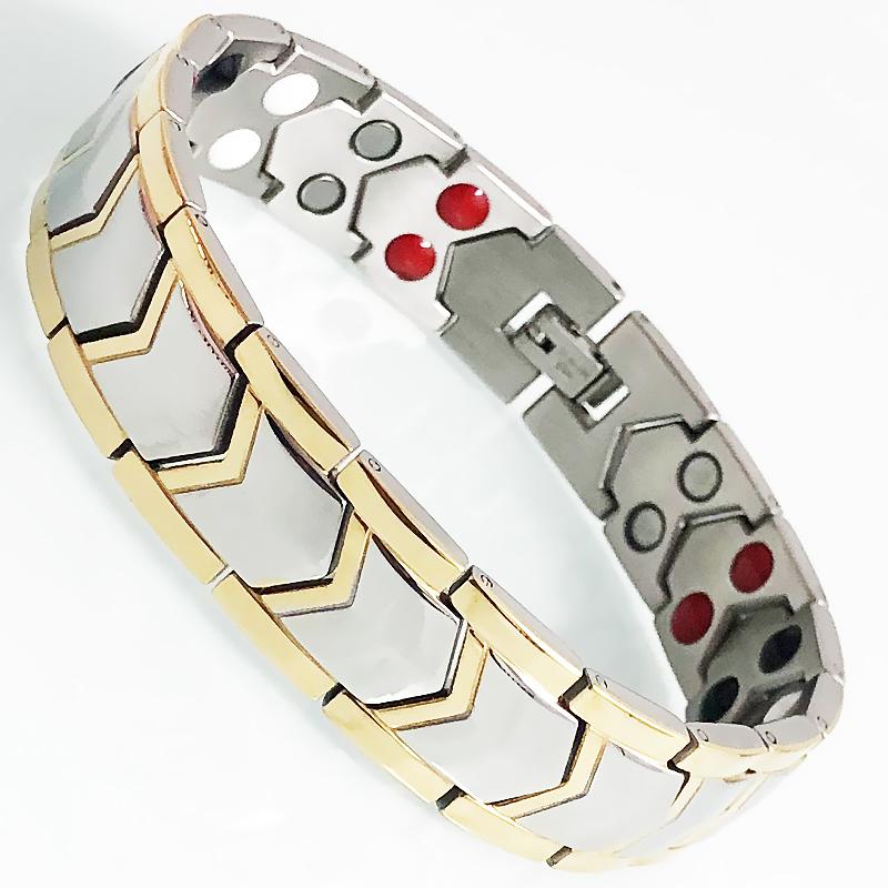 Schwarz Gold Farbe Edelstahl Metall Hand Kette herren Armband & Armreif 4 In 1 Bio Magnetische Armband Männlichen Schmuck