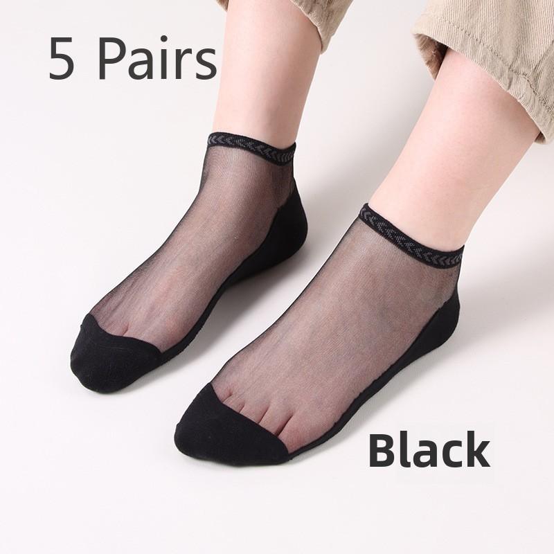 5 Paar Frühlings- und Sommer Herren Seidensocken Unsichtbare Socken Atmungsaktiv Einfache Seidensocken Herren Schweißabsorption Bootssocken Socken