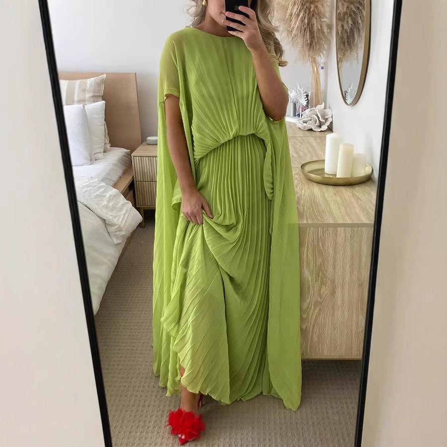 

Women s Dress Solid Color Pleated Super Pendulum Fashion Loose Lace-up Women XL світло-зелений колір