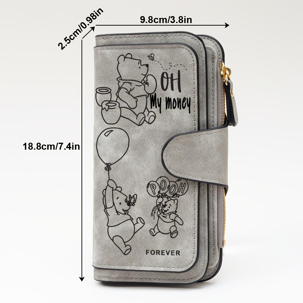 Disney Pooh Cartoon Print Passport Holder and Document Organizer, Cute Zipper Handbag with Card Slots for Women and Girls Travel and Daily Use