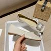 Leather single shoes women's flat shoes rhinestone buckle square head night breeze gentle shoes soft leather soft sole comfortable sheepskin grandm