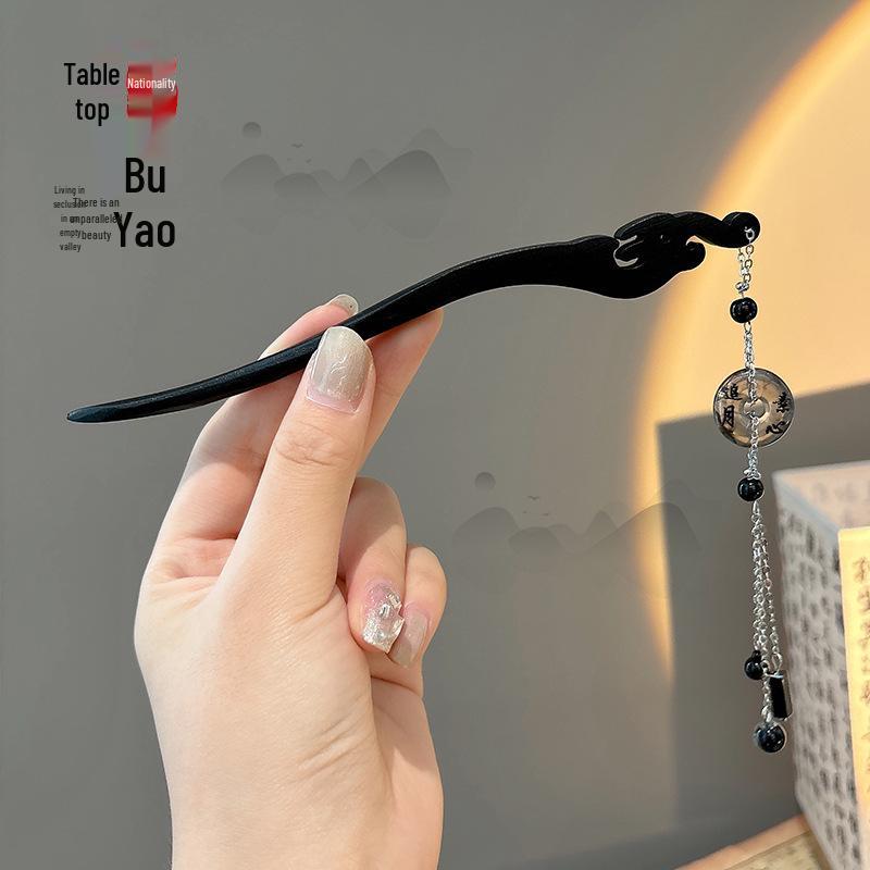 Ancient Chinese-Style Hanfu Hair Accessories: Elegant Updo Hairpins with Tassels for Women