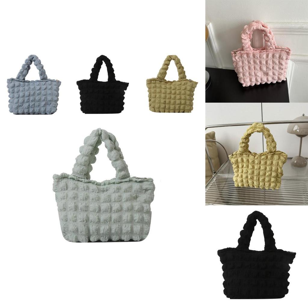 Chic Korean Style Cloud Bag For Girls Fashionable Checkered Handbag In Trendy Colors