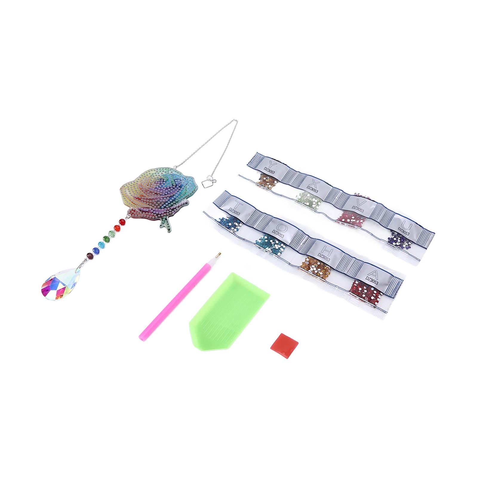 

Rhinestones Pendant Unique Rose Shape DIY Painting Decorative Ornament Accessories for Window Home Decoration