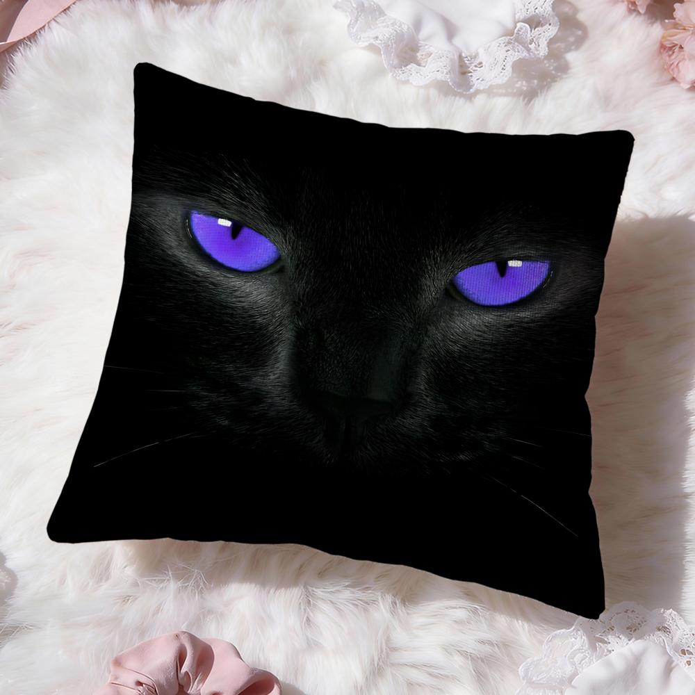 Cute Black Cat Cushion Cover Premium Comfort Reversible Pillow Cove -Two In One Design for Any Room & Car Interior