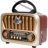 Retro Mini FM Radyo Klasik FM Alıcısı Vintage Bluetooth Hoparlör Ağır Bas Subwoofer TF Çalar Şarj Edilebilir Radyolar Hediye için