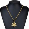 Hip Hop Gold Silver Color Black Maple Leaf Necklace Domineering Unisex Fashion Accessory Leaf Pendant