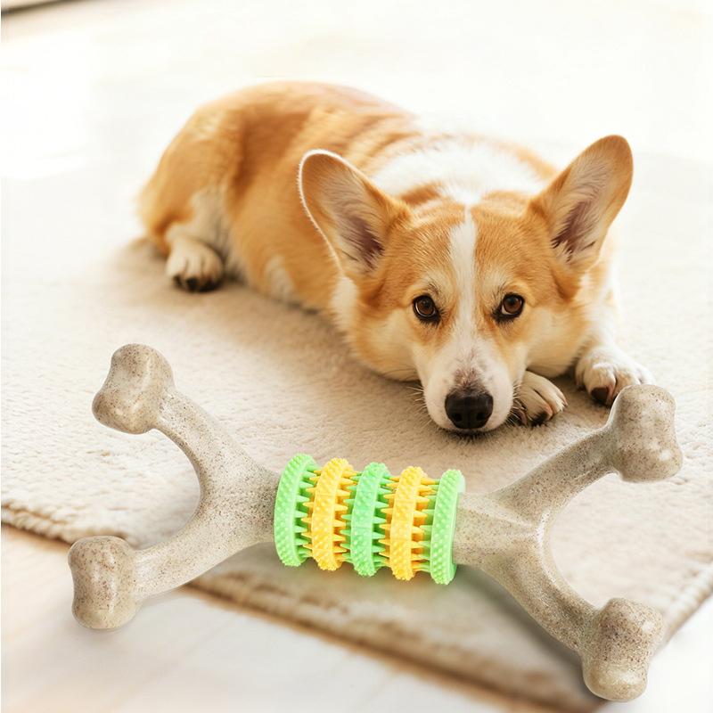 Durable Indestructible Dog Chew Toy Bone Shaped Teeth Grinding Stick for Medium & Large Dogs Indoor Interactive Dental Chew Toy