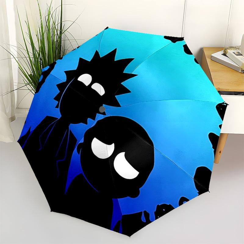 Rick "Morty" Automatic Folding Umbrella with Sturdy Iron Frame, Portable Compact Travel Umbrella All-Season Use Parties 0807071