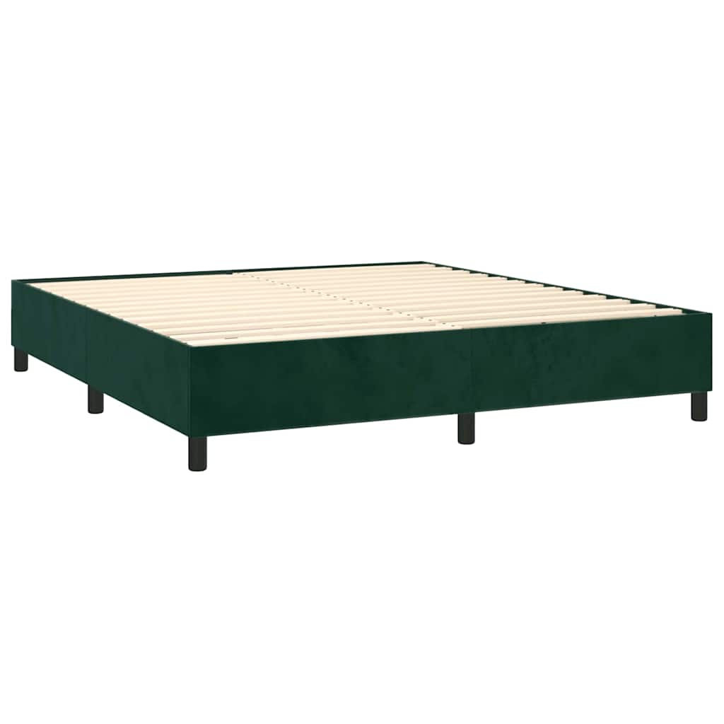 Box Spring Bed with Mattress Dark Green 160x200 cm Velvet