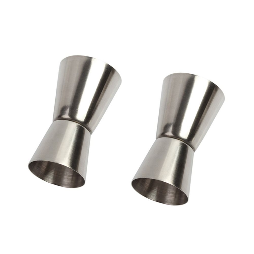 

2 шт. Серебряные мерные стаканчики для коктейлей из нержавеющей стали, мерный джиггер для спиртных напитков, для дома 15/30ML