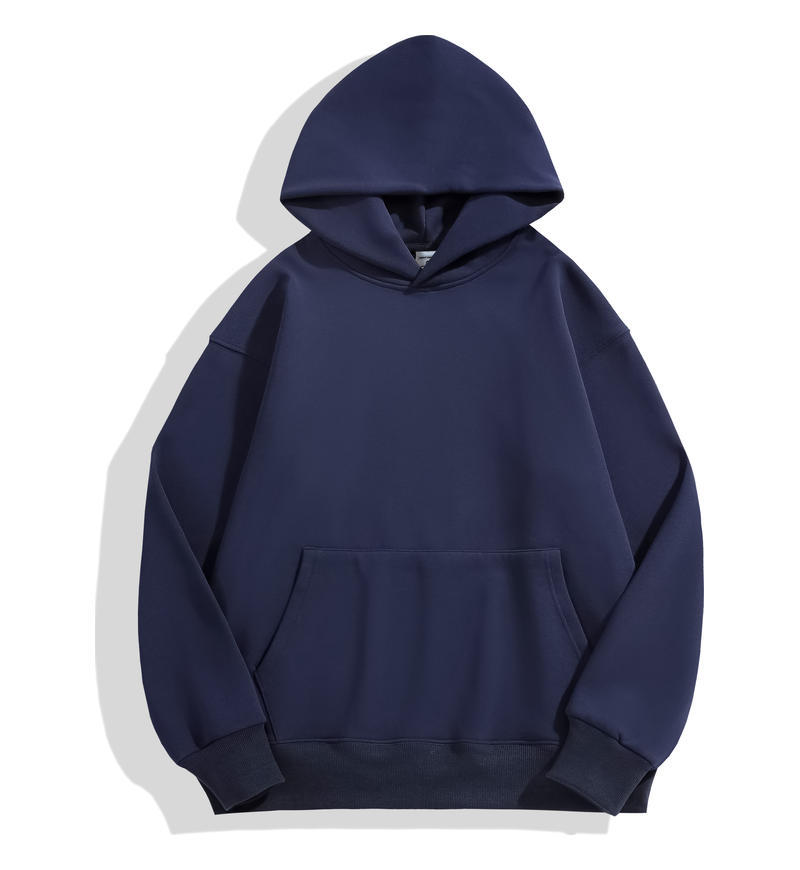 Fleece-Lined Drop-Shoulder Pullover Hooded Pocket Couple Hoodie Thickened Oversized Trendy Youthful Hooded Sweatshirt