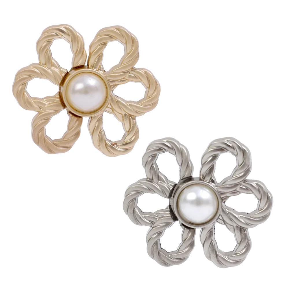 Reusable Metal Waist Buckle Pearl Flower Style Retractable Waist Tighten Buckle Clip Snap Fastener Pants Pin for Jeans Button