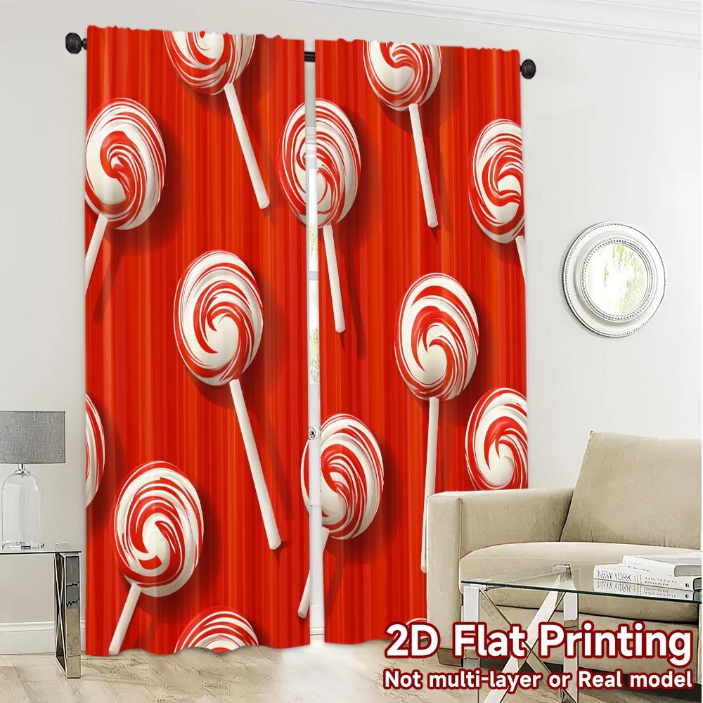 2D Flat Printing  JIT 2pcs   Curtains (Without Rod) Candy Swirl Curtain Popular Minimalist Curtains Versatile Polyester Curtains