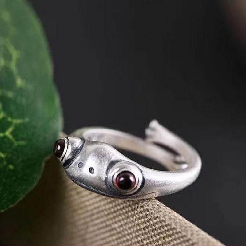 New Jewelry Retro Open Frog Ring Personalized Old Hedgehog Ring Men and Women Animal Jewelry