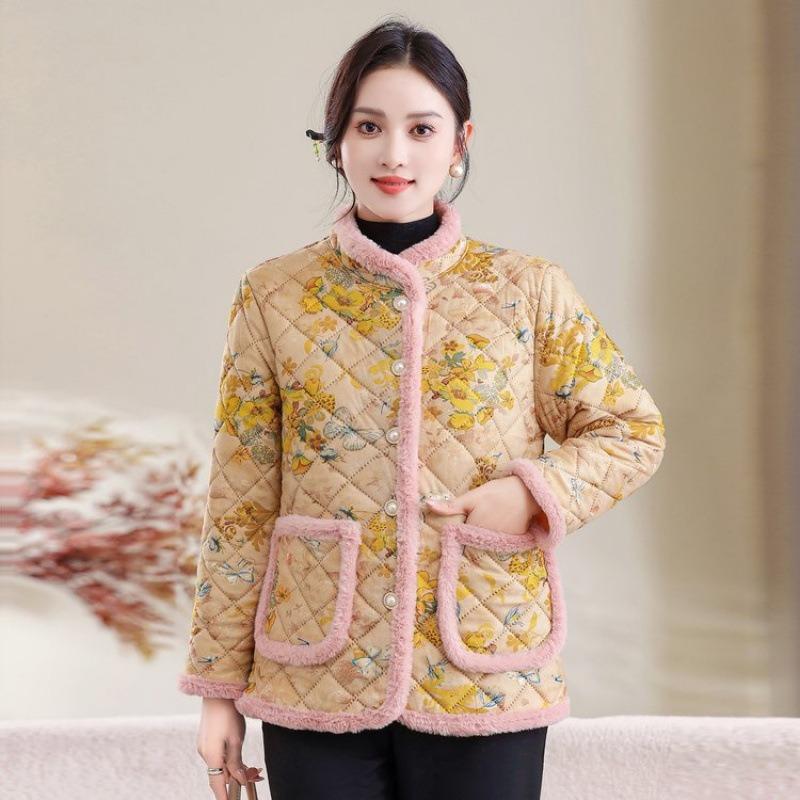 

Padded clothes and velvet winter new mother warm thickened padded clothes jacket padded jacket 5XL [recommended 150-80kg]